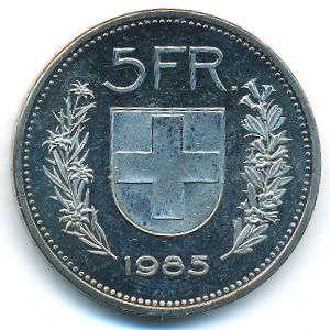 Швейцария, 5 франков (1985–1993 г.)