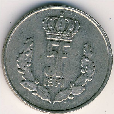 Luxemburg, 5 francs, 1971–1981