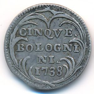 Bologna, 5 bolognini, 1738–1740