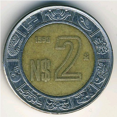 Мексика, 2 новых песо (1992–1995 г.)