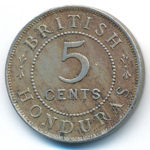 British Honduras, 5 cents, 1907–1909