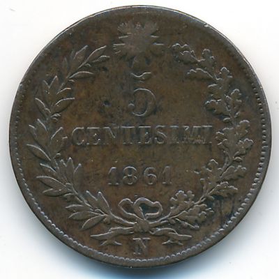 Италия, 5 чентезимо (1861–1867 г.)