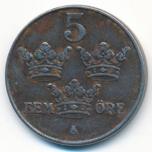 Sweden, 5 ore, 1943