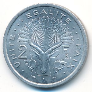 Djibouti, 2 francs, 1977–1999