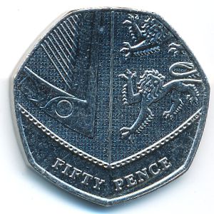 Великобритания, 50 пенсов (2015–2020 г.)