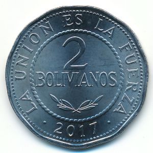 Bolivia, 2 bolivianos, 2010–2017