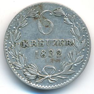 Baden, 6 kreuzer, 1831–1836
