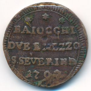 Papal States-San Severino, 2-1/2 baiocchi, 1796–1797