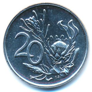 South Africa, 20 cents, 1974