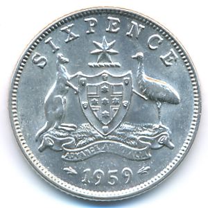 Australia, 6 pence, 1959