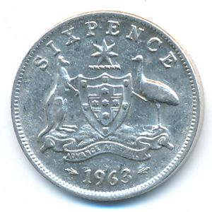 Australia, 6 pence, 1963