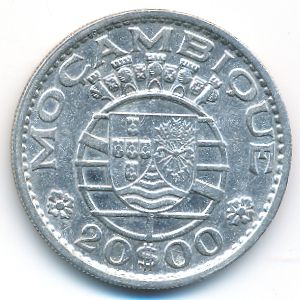 Mozambique, 20 escudos, 1966
