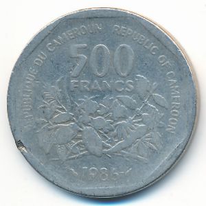 Cameroon, 500 francs, 1986