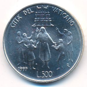 Ватикан, 500 лир (1997 г.)