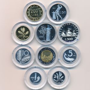 Италия, Набор монет (1987 г.)