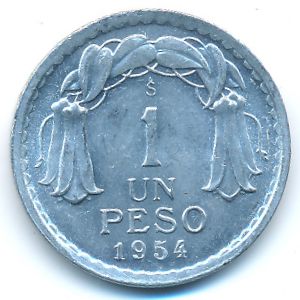 Chile, 1 peso, 1954