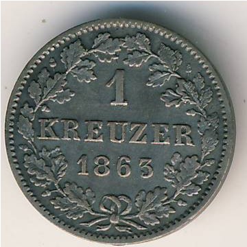 Wurttemberg, 1 kreuzer, 1857–1864