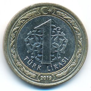 Turkey, 1 lira, 2019