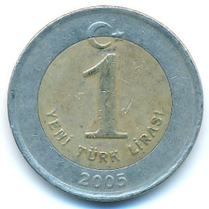 Turkey, 1 new lira, 2005