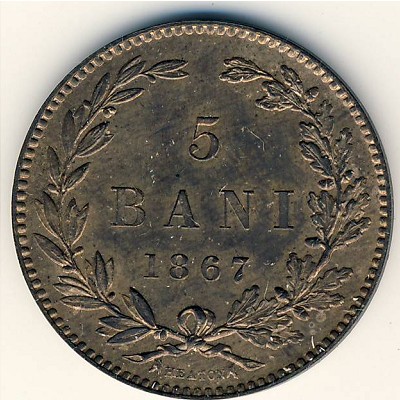 Romania, 5 bani, 1867