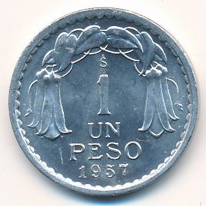 Chile, 1 peso, 1957
