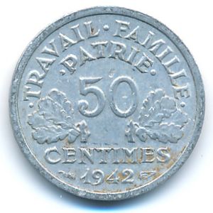 Франция, 50 сентим (1942 г.)