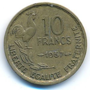 France, 10 francs, 1957