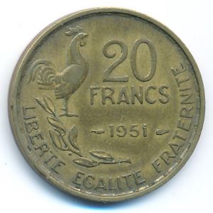 France, 20 francs, 1951