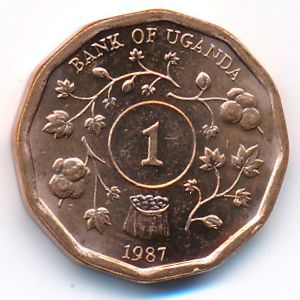 Uganda, 1 shilling, 1987