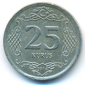 Turkey, 25 kurus, 2014