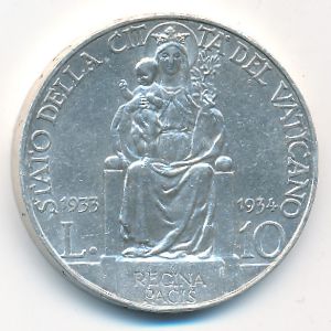 Ватикан, 10 лир (1933 г.)