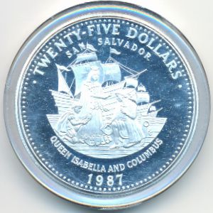 Bahamas, 25 dollars, 1987