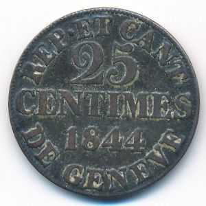 Geneva, 25 centimes, 1839–1844