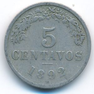 Bolivia, 5 centavos, 1892