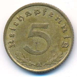Nazi Germany, 5 reichspfennig, 1936–1939