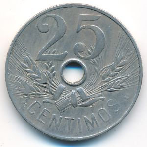 Spain, 25 centimos, 1927