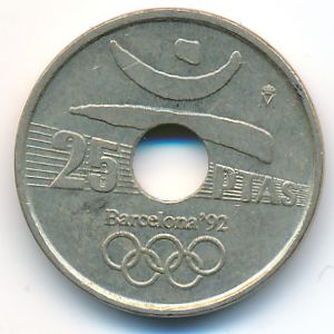 Spain, 25 pesetas, 1990–1991
