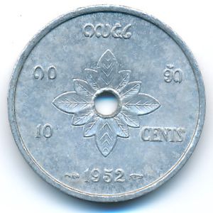 Laos, 10 cents, 1952