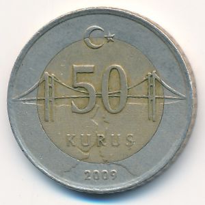 Turkey, 50 kurus, 2009