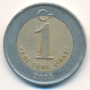 Turkey, 1 new lira, 2005