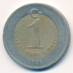 Turkey, 1 new lira, 2005