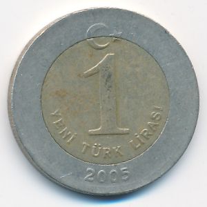 Turkey, 1 new lira, 2005