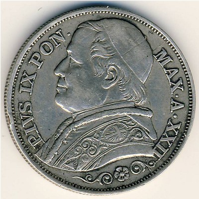 Papal States, 2 lire, 1866–1868