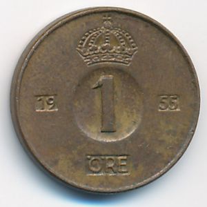 Sweden, 1 ore, 1955