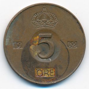 Sweden, 5 ore, 1962