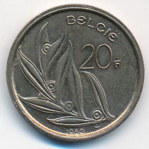 Belgium, 20 francs, 1980
