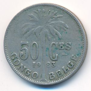 Belgian Congo, 50 centimes, 1923