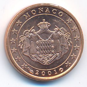 Monaco, 1 euro cent, 2001–2005