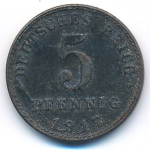 Germany, 5 pfennig, 1917