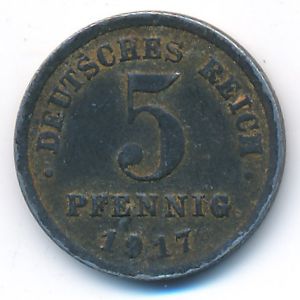 Germany, 5 pfennig, 1917